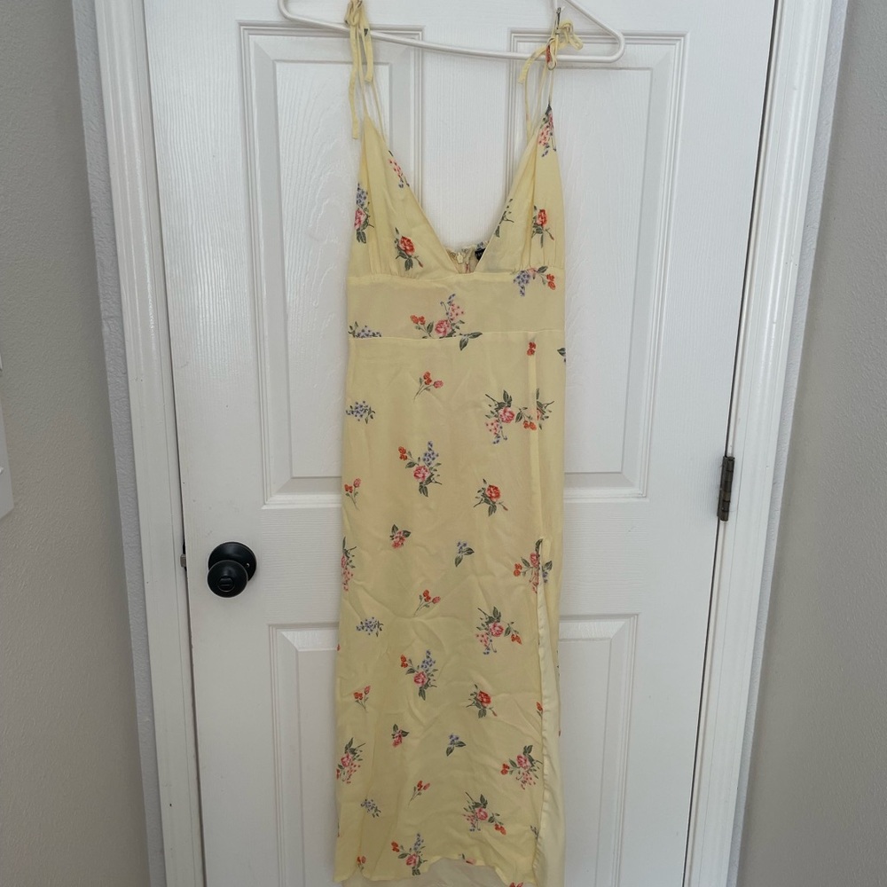 Floral Yellow Midi Maxi Dress Medium